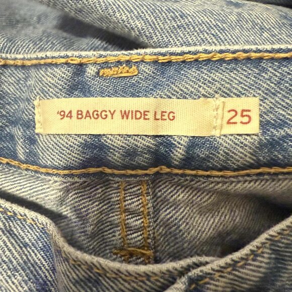Old Navy Levi's Womens 94 Baggy Wide Leg Ripped Jeans Size 25 - Picture 3 of 4